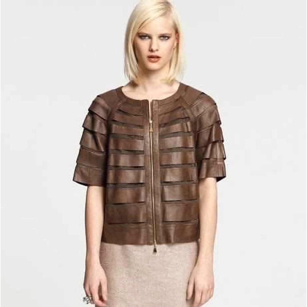 Fabulous Escada Lambskin Top w Matching Silk Top